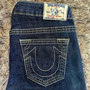 TRUE RELIGION DENIM JEANS - SIZE 27 - SKINNY - CONTRAST STITCHING - EUC!